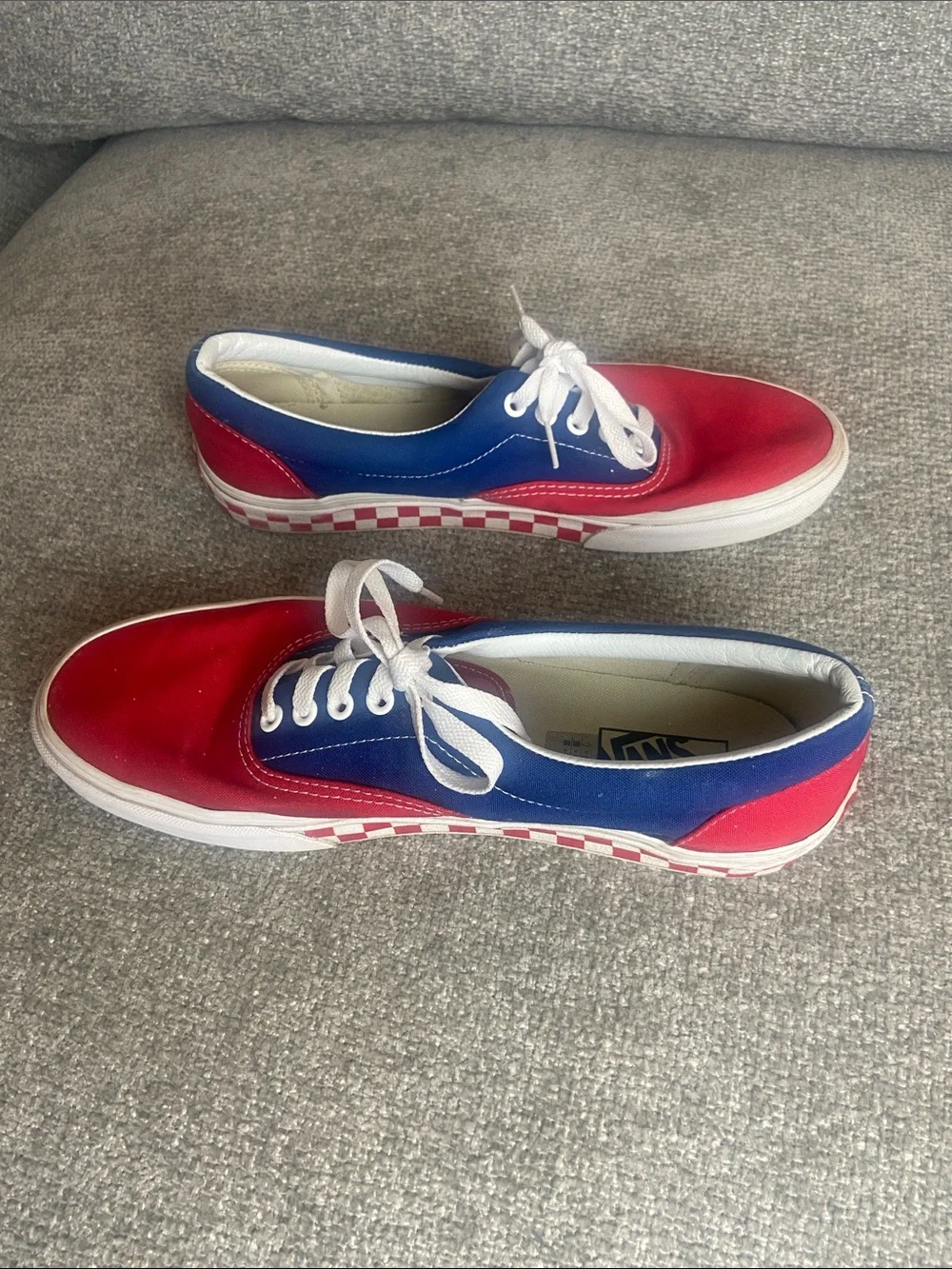 Vans Two-Tone Red and Blue Low-Top Canvas Sneakers Men’s size 10